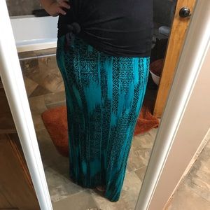 Teal Black Maxi Skirt